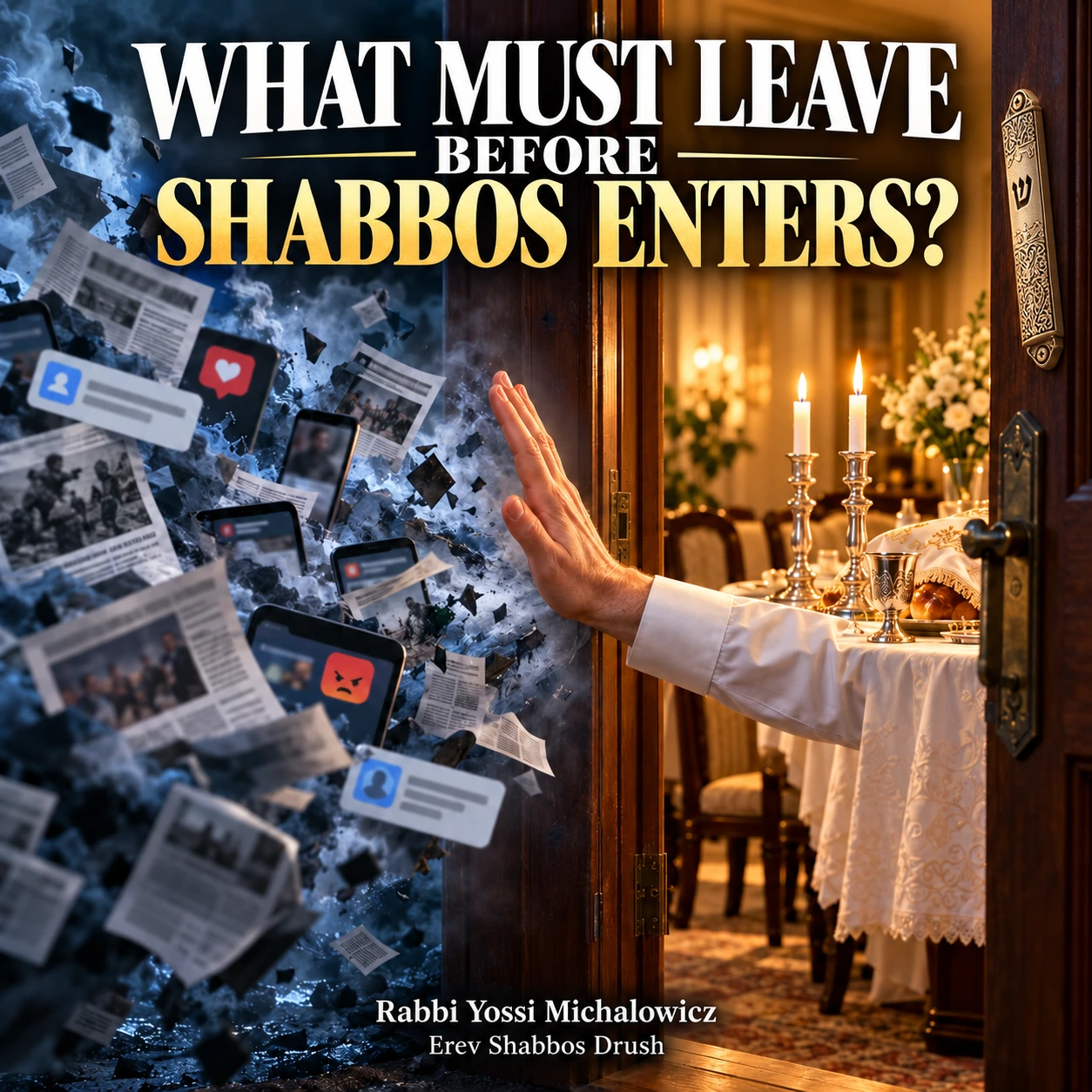 What Must Leave Before Shabbos Enters? A mezuzah marks a warm Shabbos home as the week’s digital noise is driven outside.
